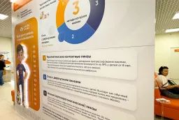 Оформление салона оптики: световой короб с маскотом и брендирование «Ангелы зрения» фото